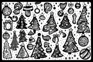 Christmas tree with lights and baubles on it and presents underneath tattoo idea