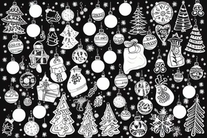 Christmas tree with lights and baubles on it and presents underneath tattoo idea