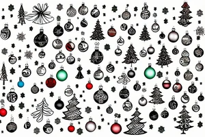 Christmas tree with lights and baubles on it and presents underneath tattoo idea
