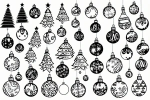 Christmas tree with lights and baubles on it and presents underneath tattoo idea