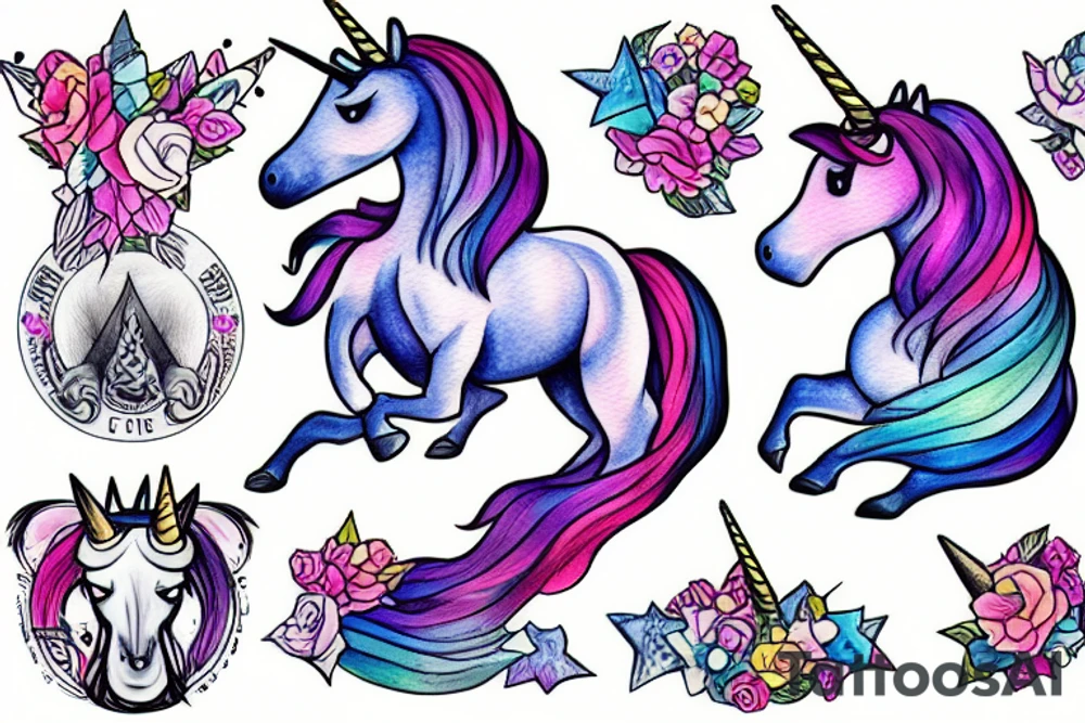 manly unicorn tattoo idea