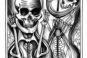 tarot card of the fool as a skeleton tattoo idea