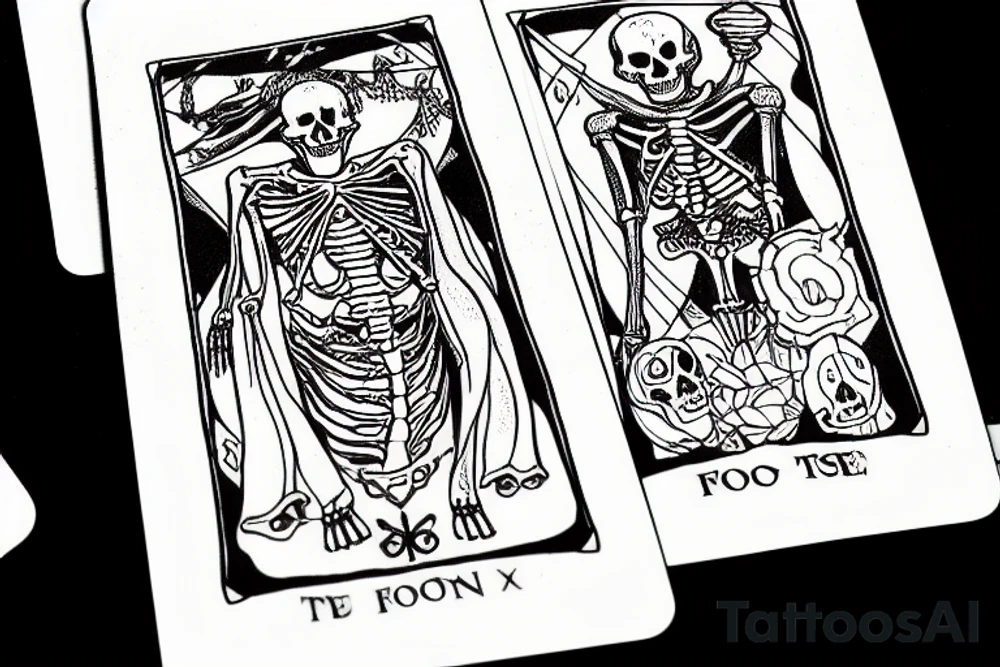 tarot card of the fool as a skeleton tattoo idea