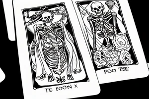 tarot card of the fool as a skeleton tattoo idea