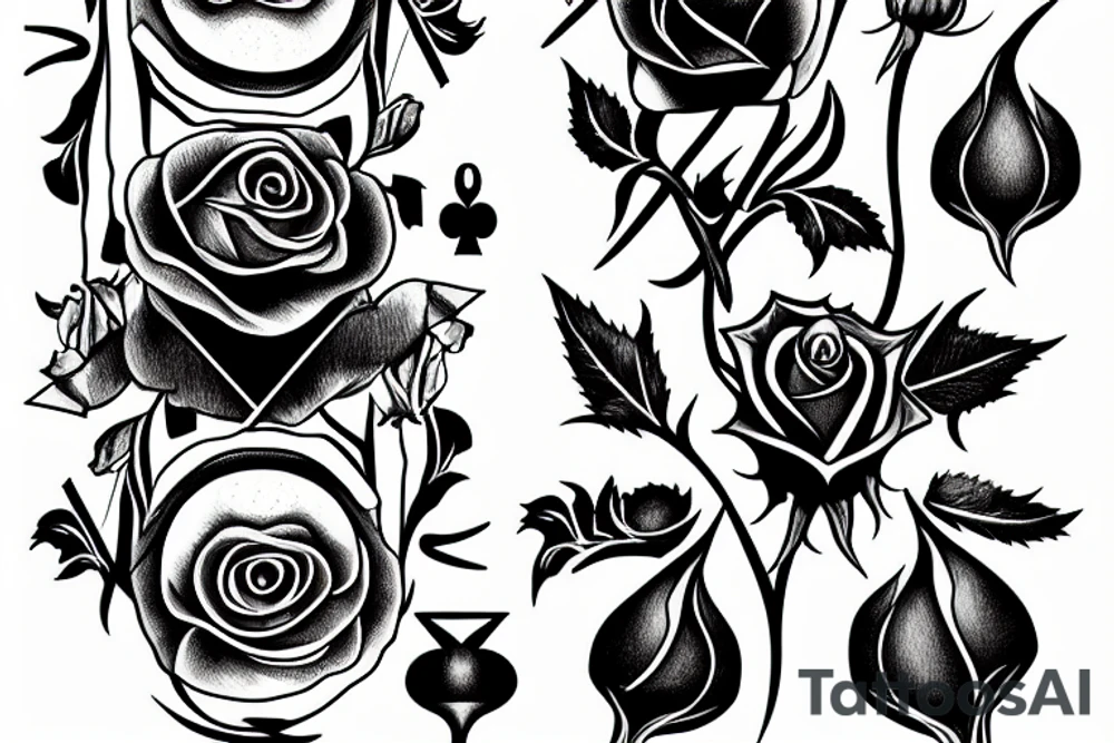 king of spades with a rose bush around it tattoo idea