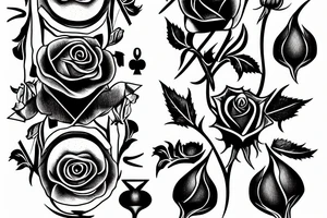 king of spades with a rose bush around it tattoo idea