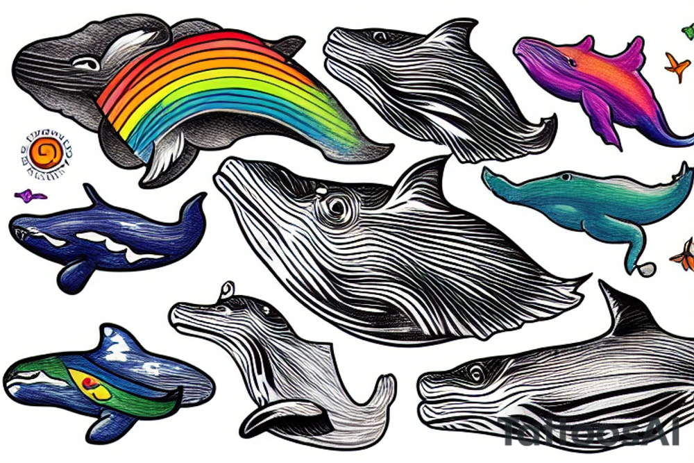 humpback whale and a rainbow tattoo idea