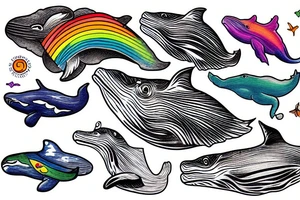 humpback whale and a rainbow tattoo idea