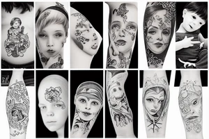 mother with one boy and three girls tattoo idea