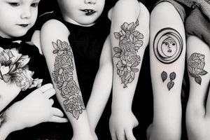mother with one boy and three girls tattoo idea