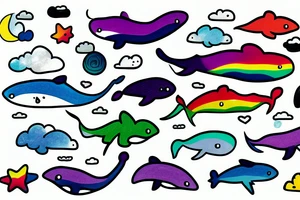rainbow whale tattoo idea