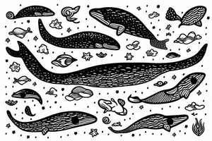 rainbow whale tattoo idea