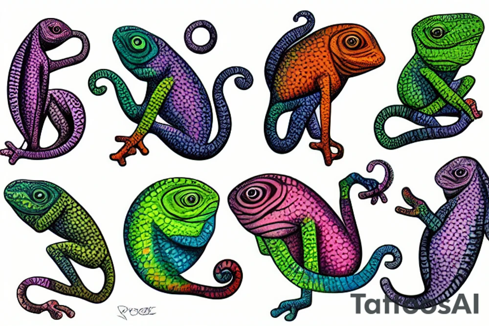 Colour blind Chameleon tattoo idea