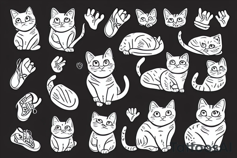 Tabby cat with white paws tattoo idea