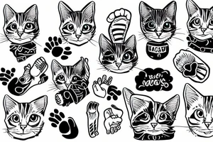 Tabby cat with white paws tattoo idea