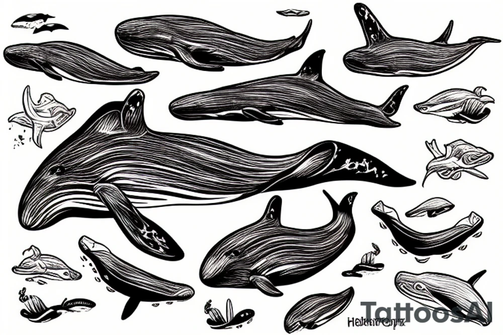 Humpback whale jumping tattoo idea