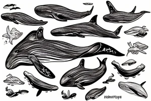 Humpback whale jumping tattoo idea