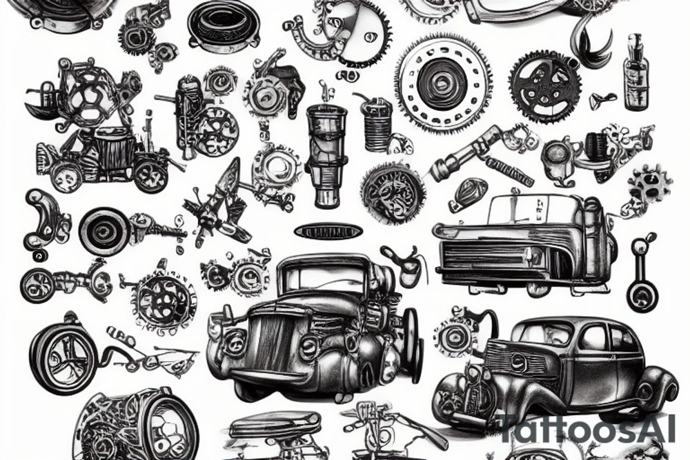 Diesel mechanic steampunk tattoo idea