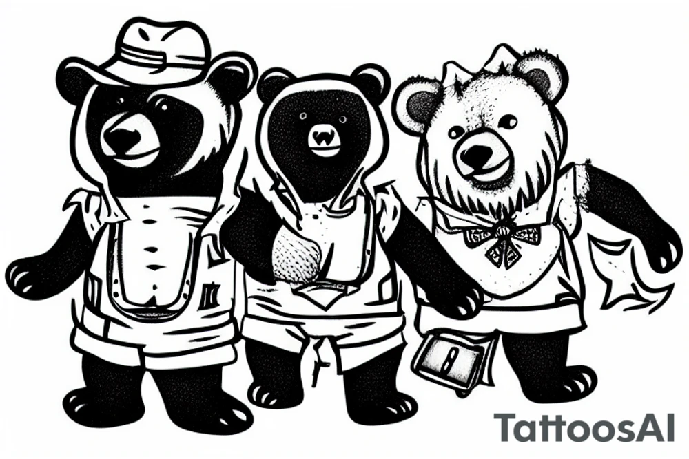 Two bears with fighting in river  side tattoo idea
