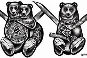 Two bears with fighting in river  side tattoo idea