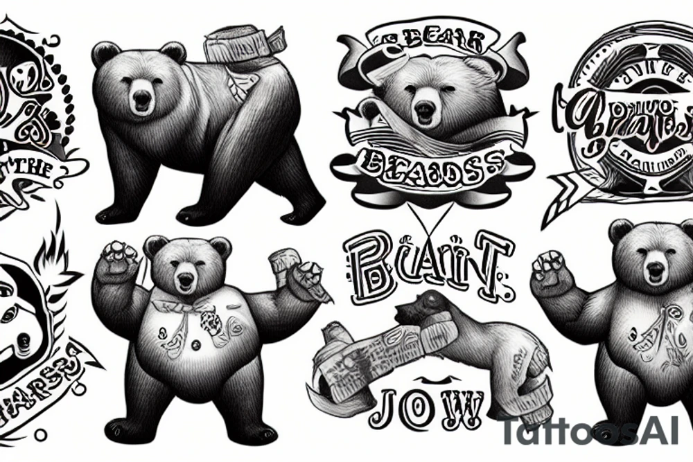 Two bears with fighting in river  side tattoo idea