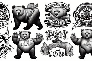 Two bears with fighting in river  side tattoo idea