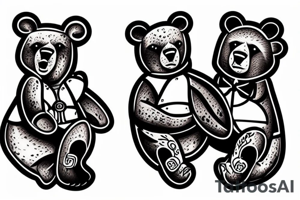 Two bears fighting in river  side tattoo idea