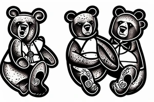 Two bears fighting in river  side tattoo idea