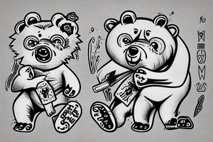 Two bears fighting in river  side tattoo idea