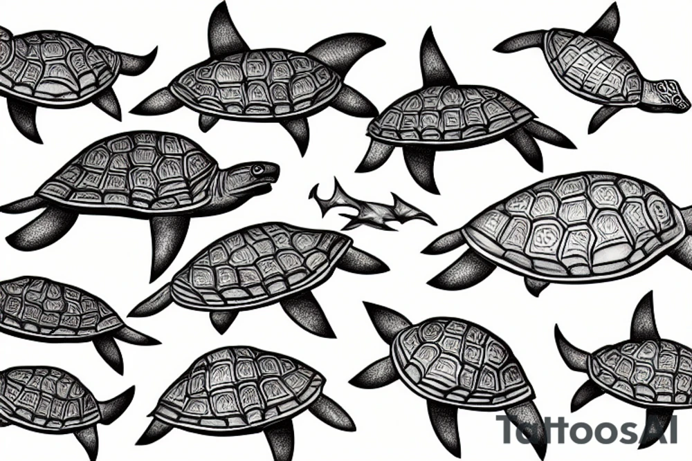 Mahori ville turtle shark tattoo idea