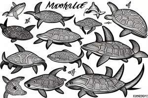 Mahori ville turtle shark tattoo idea