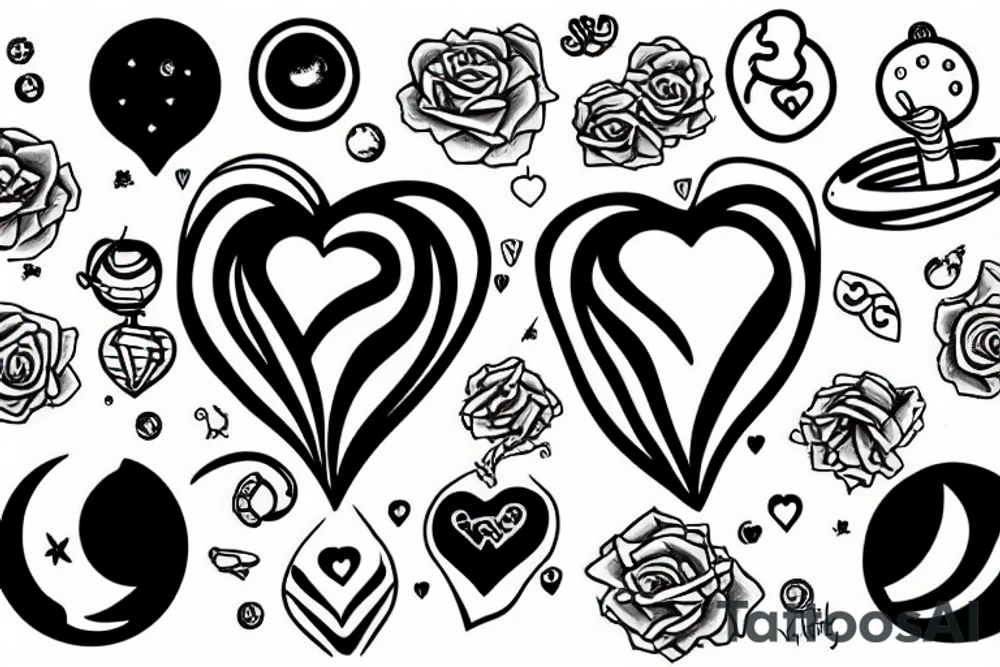heart with a planet orbiting around tattoo idea