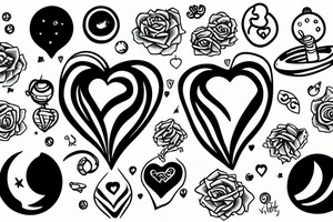 heart with a planet orbiting around tattoo idea