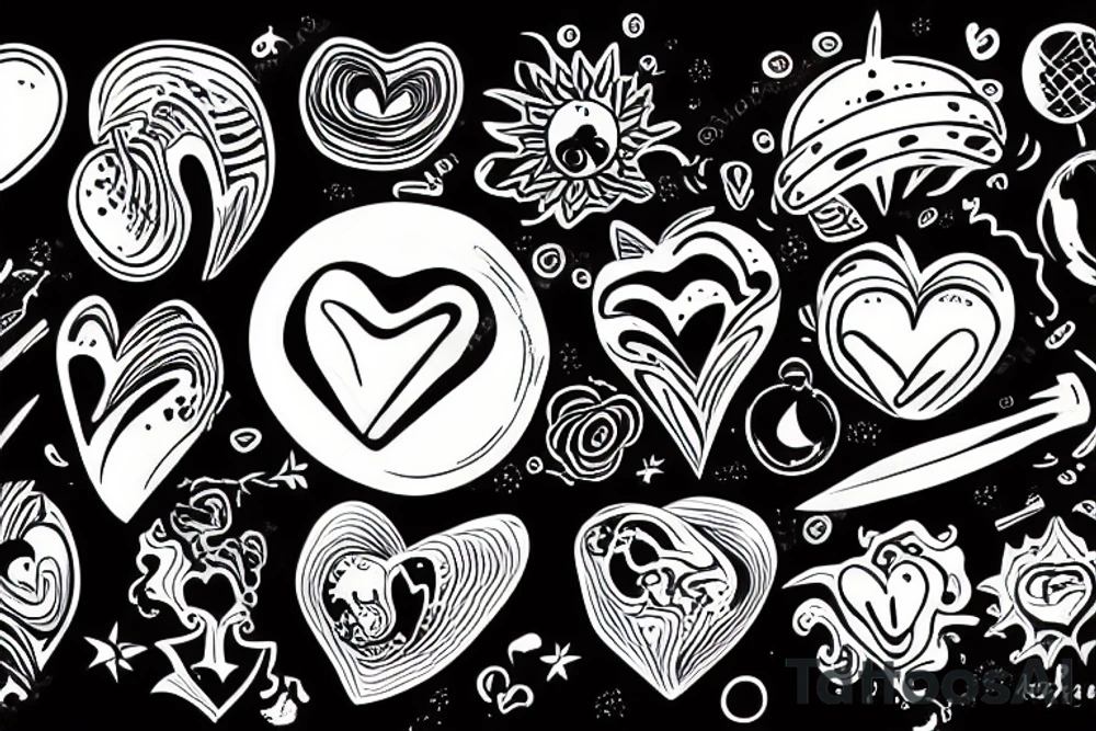 heart with a planet orbiting around tattoo idea