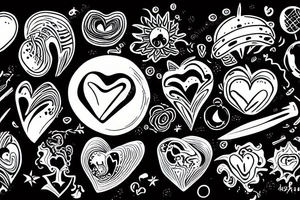 heart with a planet orbiting around tattoo idea