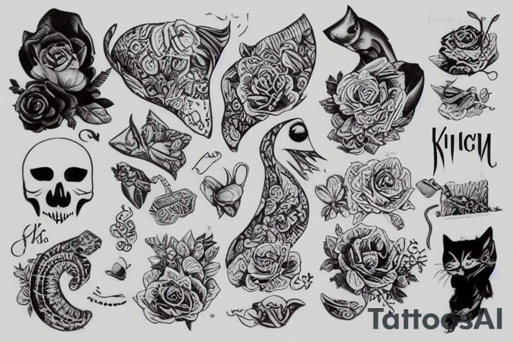 Кот с крыльями tattoo idea