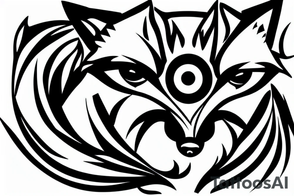 a fox with big eyes looking like firefox logo in an origami style tattoo idea