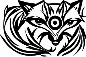 a fox with big eyes looking like firefox logo in an origami style tattoo idea