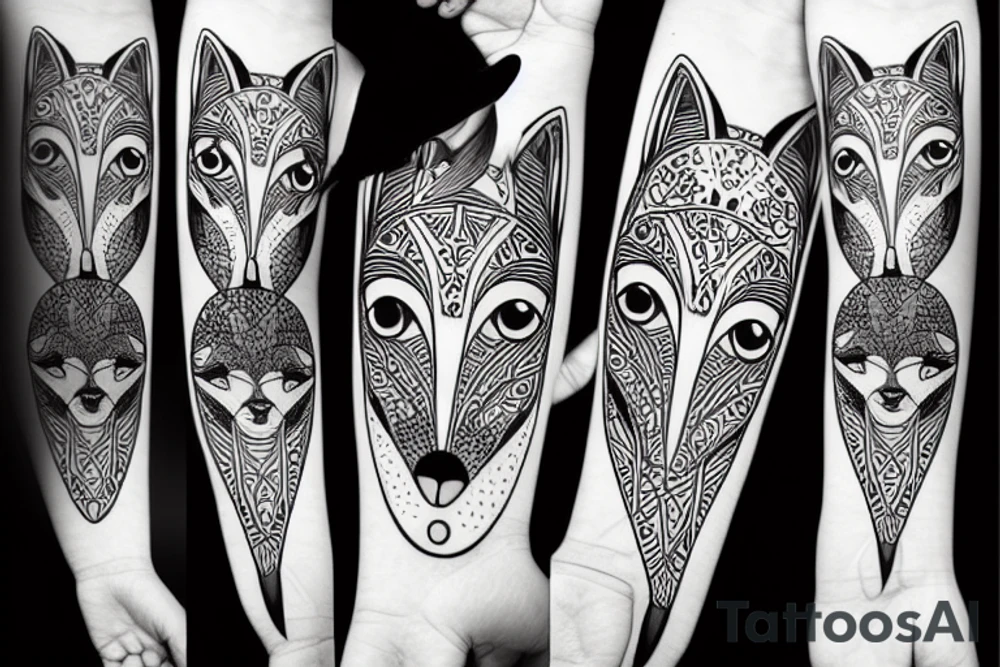 a fox with big comic eyes tattoo idea