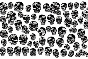 Skulls, Roses, Abstract, Monochrome, Echings tattoo idea