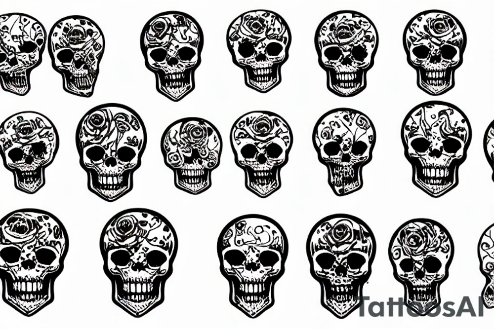 Skulls, Roses, Abstract, Monochrome, Etchings tattoo idea