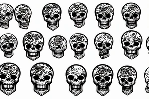 Skulls, Roses, Abstract, Monochrome, Etchings tattoo idea