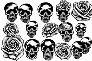 Skulls, Roses, Abstract, Monochrome, Etchings tattoo idea
