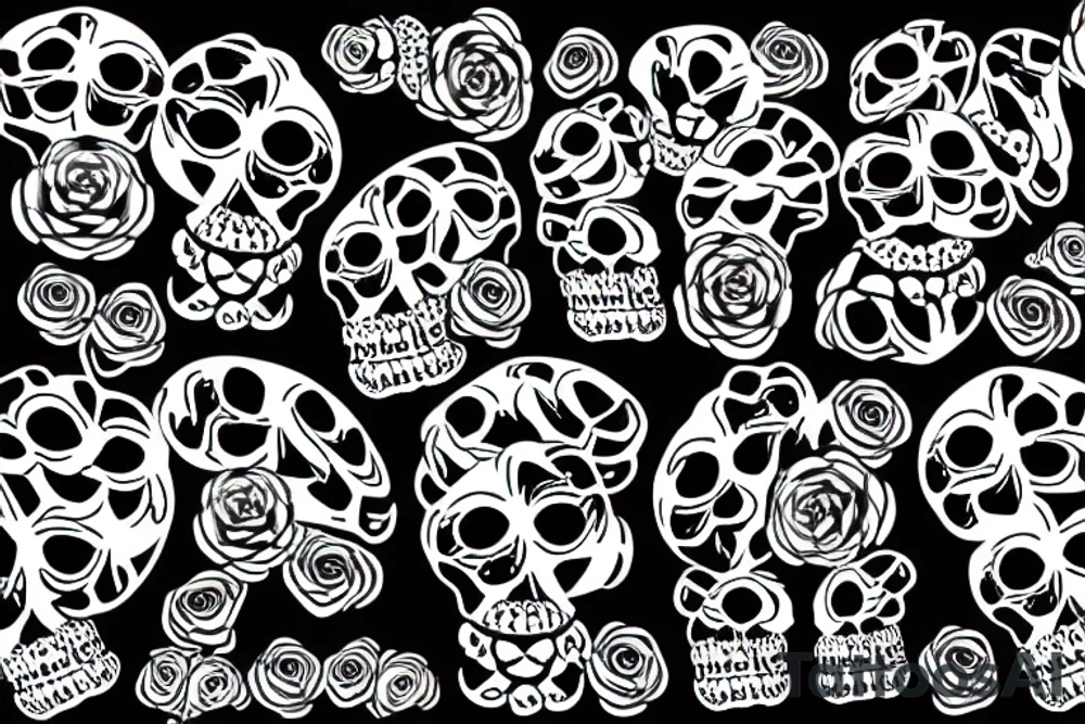Skulls, Roses, Abstract, seamless tattoo idea