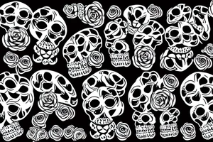 Skulls, Roses, Abstract, seamless tattoo idea