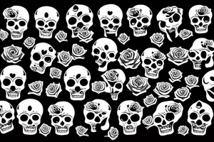 Skulls, Roses, Abstract, seamless tattoo idea