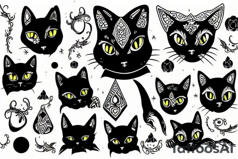 Gothic cat tattoo idea