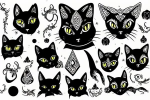 Gothic cat tattoo idea