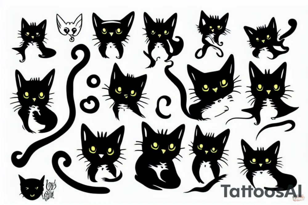 Gothic cat tattoo idea