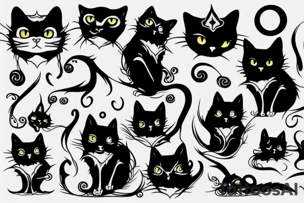 Gothic cat tattoo idea